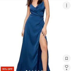 Nasty Gal Satin blue maxi